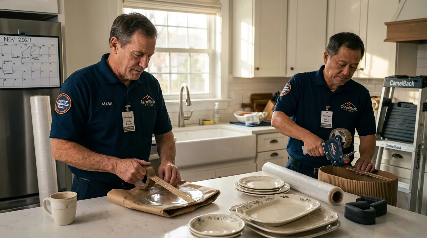 Professional crew packing kitchen dishware in Dayton, TX